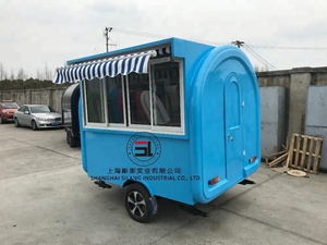 Standard Size Blue Fiberglass Camper Caravan/ Ce <strong>Proved</strong> Mobile Trailer for Ice Cream Hamburger Machines/ Customized BBQ Truck - Product Image 2