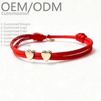Bracelet en cordon de soie avec breloque cœur en acier inoxydable plaqué or 18 carats PVD, résistant à l'eau et au ternissement, bijou cœur d'amour pour maman