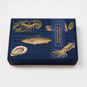 Cajas de Regalo de Cartón Corrugado con Impresión de Lámina Dorada a Prueba de Agua para Mariscos Congelados o Secos - Product Image 1