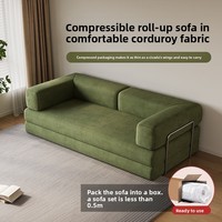 Canapé-lit minimaliste italien avec rangement enroulable, revêtement en tissu artistique, dossier rembourré, sans accoudoirs, structure entièrement en mousse