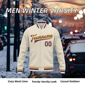 <b>Men's</b> College Varsity <b>Jacket</b> Wool Blend <b>Baseball</b> <b>Jacket</b> Winter Streetwear - Product Image 2