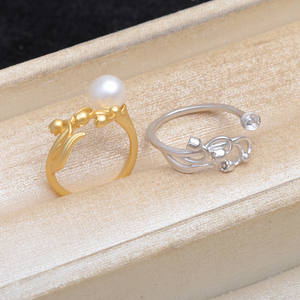 Anneau ouvert en argent S925, support d'accessoires, 7-8, finition mate sablée, DIY, anneau creux pour perle, 5639, ouverture ajustable - Product Image 1