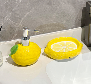 Boîte à <span class=keywords><strong>savon</strong></span> au <span class=keywords><strong>citron</strong></span> en céramique de Drainage automatique créatif haut de gamme de style luxe <span class=keywords><strong>porte</strong></span>-<span class=keywords><strong>savon</strong></span> à trou domestique pour salle de bain - Product Image 2