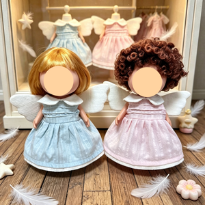 Ensemble de robes de poupée ange avec ailes, tenue de style occidental en tissu bleu rose pour filles, vêtements pour jouets en peluche de 24cm - Product Image 4