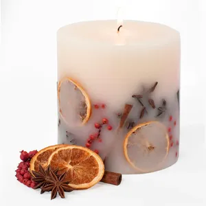 Bougie Pilier Parfumée en Cire de Paraffine, Infusée aux Fleurs et Fruits Séchés, pour la Décoration de Maison de Luxe, Idéale pour la Fête des Pères, Vente en Gros - Product Image 2