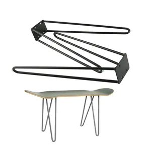 Factory Creative Simple Hairpin Table Legs High Quality Coffee Dining Bedside Iron Skateboard Hairpin Table Legs Bedroom Decor