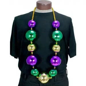 Venta al por mayor carnaval gran bola collar de perlas de collar gigante Mardi Gras collar de perlas