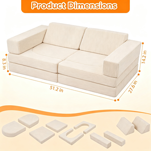 Ensemble de canapés modulaires pour enfants, 10 pièces, sur mesure, en mousse, pour le jeu des tout-petits, pour le salon, meubles pour enfants, vente en gros OEM - Product Image 2