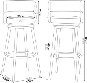 Taburetes de Bar Ajustables de Terciopelo para Hoteles Comerciales Modernos, Muebles de Bar Giratorios, Altura de Barra, <span class=keywords><strong>Cocina</strong></span>, Comedor, Sala de Estar, Metal Negro - Product Image 3