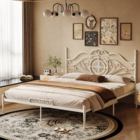 Lit double en fer forgé de luxe léger français, cadre en fer sculpté, pour chambre principale, 1,8 m 1,5 m, style vintage épaissi, garantie 10 ans