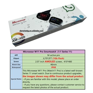 Montre connectée Amoled W11 Pro Series 10 11, mise à niveau W10 Pro, étanche IP68, 1 Go de mémoire, réponse <span class=keywords><strong>WhatsApp</strong></span>, Microwear W11pro - Product Image 2