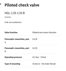 MS- อุปกรณ์ระบบอัตโนมัติ รุ่น Piloted Check HGL-1/8-1/8-B 543253 ของใหม่และของแท้พร้อมส่ง - Product Image 3