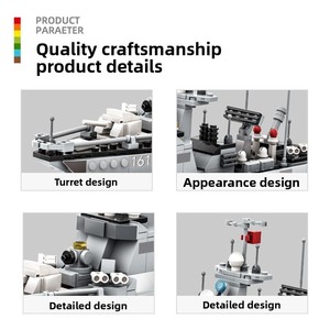 Blocs de construction en plastique, petites pièces, briques compatibles, Missile Destroyer, porte-avions, navire de la Seconde Guerre mondiale, bateau de guerre - Product Image 3