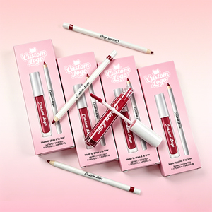 <span class=keywords><strong>Set</strong></span> Regalo di Trucco con Logo Personalizzato, Tinta Labbra Pigmentata Nude, Lucidalabbra Impermeabile a Lunga Durata e <span class=keywords><strong>Set</strong></span> di Matite per Labbra - Product Image 1