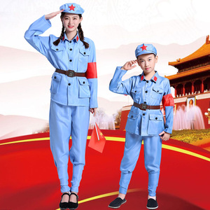 Yiku-Conjunto de disfraces militares para niños, uniformes del Ejército Rojo para actuaciones en escenario, pantalones deportivos de tela Oxford de estilo chino, primavera 2021 - Product Image 3