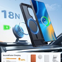 Coque de téléphone antichoc intégrale avec anneau magnétique et béquille, effet mat, pour Samsung Galaxy S26 Ultra, S26 Plus, S25 Ultra