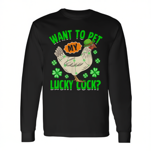 Camiseta de manga larga Want To Pet My Lucky Cock St Patricks Day Leprechaun - Product Image 2