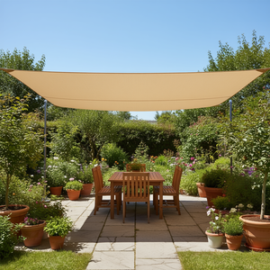 Toldo Rectangular de 118.11 x 118.11 Pulgadas, Malla de Vinilo PVC Beige, Estabilizado contra Rayos UV, para Uso Comercial y Residencial - Product Image 2