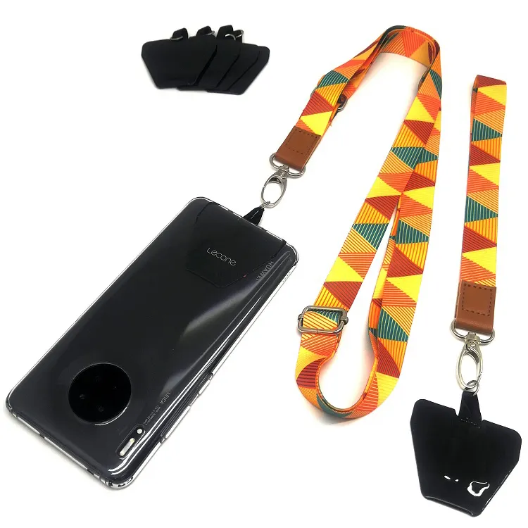 컬러 열 전달 휴대 전화 키 작업 카드 끈 휴대 전화 개스킷 매칭 스트랩이있는 맞춤형 폴리 에스테르 트릴 스트랩