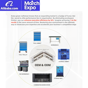 March Expo 471 pièces Remplissez ce chariot de réparation automobile en métal robuste à 7 tiroirs personnalisable pour votre <span class=keywords><strong>garage</strong></span>, entrepôt ou atelier - Product Image 2