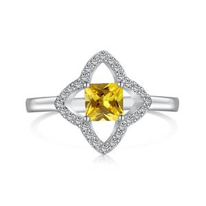 नया आगमन-925 सिल्वर रोडियम प्लेटेड डायमंड त्रिकोण आकार स्पष्ट पीले ज़िरकोनिया अनंत सगाई की अंगूठी - Product Image 4