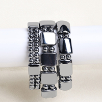 Bracelet Élastique Terahertz UJBOX en Gros, Bracelet Énergétique et de Santé en Argent Poli, Bracelet Magnétique Thérapeutique, Stock en Vrac