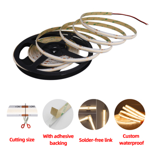 Ruban LED flexible COB DC24V, blanc chaud dimmable, USB, étanche IP44, garantie 3 ans pour chambre, salon, étagère - Product Image 1
