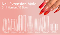 150 Pièces, 15 Tailles, Moules à Ongles Amande Style Français, pour Doigts et Orteils, Extension Rapide en Gel UV Cristal, Réutilisables, Capsules d'Ongles Artificiels pour DIY