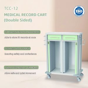 Современная 50-слойная тележка для медицинских записей, 4 ролика, 2 ящика, центральный замок, алюминиевый сплав + нержавеющая сталь, медицинская больница - Product Image 2