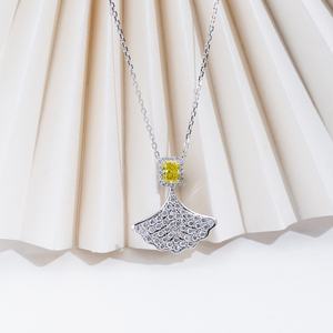 สร้อยคอออกแบบล่าสุด MSN-930 สร้อยคอจี้ทอง 18k ประดับเพชรเหลืองทรง Radiant Cut เพาะเลี้ยงในห้องปฏิบัติการ - Product Image 4