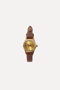 Montre GBHW de petite taille, or brun, quartz, montre-bracelet pour femmes, boîtier en acier inoxydable, bracelet en cuir, design élégant, style tendance - Product Image 2