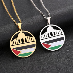 Collier palestinien Temple Aksa en acier inoxydable couleur or, vente en gros de luxe prêt à expédier collier Palestine - Product Image 3