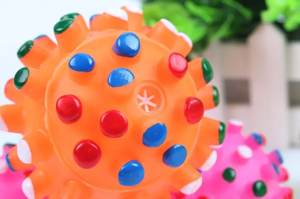 Đầy Màu sắc chấm quả tạ hình bóp kêu cót két Faux xương Pet <span class=keywords><strong>Dog</strong></span> đồ chơi - Product Image 4