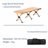 Table pliante portable en alliage d'aluminium avec surface imitation bois et sac de transport pour le camping, les pique-niques, les repas en plein air et les voyages