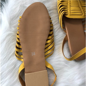 Zapatos de punta abierta romana para mujer, Sandalias planas de colores sólidos con punta estrecha, Boca de pescado - Product Image 5