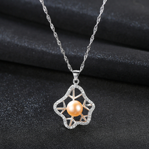 CZCITY Charm grande perla reale d'acqua dolce argento Sterling 925 rosa grande catena diamante pendente <span class=keywords><strong>collana</strong></span> dichiarazione - Product Image 6