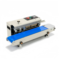 Scelleuse à bande continue FR-900 avec bouton d'arrêt d'urgence, machine de scellage automatique horizontale pour l'emballage alimentaire