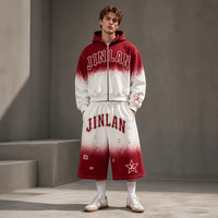 Ensemble sweat à capuche et short pour homme, dégradé teinté, broderie logo personnalisée, streetwear, tenue deux pièces, vente en gros ODM