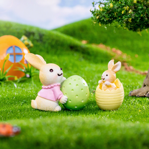<span class=keywords><strong>Mini</strong></span> Figuras de Conejitos de Pascua de Resina, Miniatura de Conejo, Adorno Familiar de Conejitos de Pascua - Product Image 4