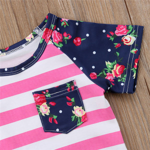 a rayas tops de manga larga Camiseta y pantalones <span class=keywords><strong>vaqueros</strong></span> de mezclilla pantalones cortos 2 piezas ropa de bebé conjunto - Product Image 5