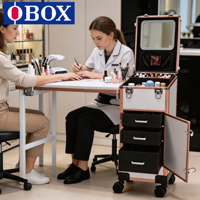 Mesas de Manicure Premium OBOX OEM/ODM Pretas e Rosas para Serviços de Nail Art e Pedicure para Uso em Salão