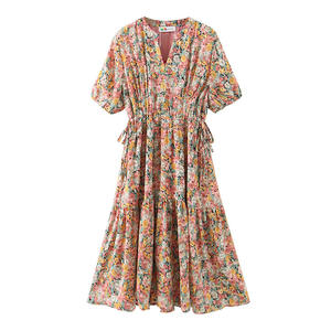 Happy Hut Robe à imprimé floral pour femme, taille élastique, tenue de plage d'été N7467 - Product Image 4