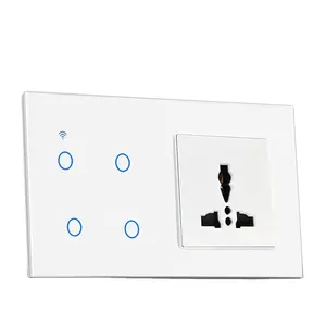 Alexa controllo vocale wifi connect 4gang smart switch con presa universale 3 pin 13A