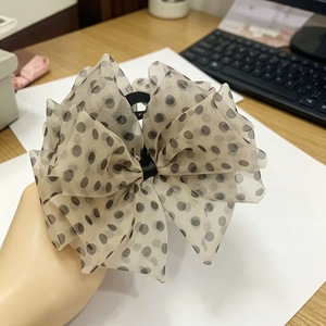 Organza polka dot <b>bow</b> hair <b>clip</b>, mesh, elegant and youthful, large and sophisticated hair <b>clip</b>. - Product Image 1