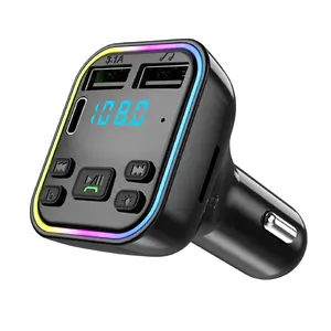 Qc3.0 רכב BT 5.0 G38 FM משדר פ"ד סוג-C הכפול USB יציאות מהיר טעינה צבעוני led אור רכב מטען אלחוטי MP3 נגן