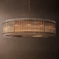 Luminaires suspendus modernes de style américain, lustres ronds en laiton, luminaires de luxe à LED pour salon, hôtel