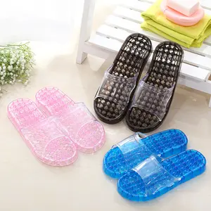 New couples casual hollow fashion jelly slides crystal sandals bathroom home flat massage slippers for men women