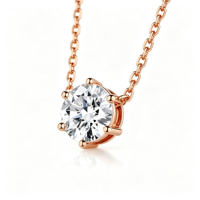 Collier pendentif solitaire tendance en promotion avec diamant de laboratoire serti à six griffes