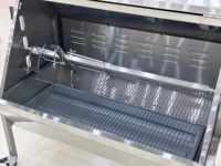 Barbecue portable en acier inoxydable avec rôtissoire, gril combiné charbon-gaz à hauteur réglable pour porc entier, agneau, extérieur