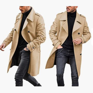 Offre Spéciale veste automne hiver couleur unie pardessus décontracté <span class=keywords><strong>Trench</strong></span> hommes genou longueur Parka coupe-vent Long manteau <span class=keywords><strong>homme</strong></span> manteaux - Product Image 5